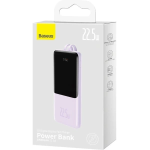 Powerbank Baseus Elf 10000mAh 22.5W + kabel USB-C, Lightning (fioletowy)