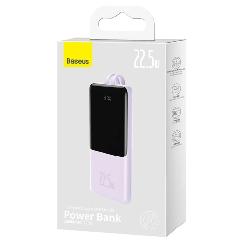Buy Powerbank Baseus Elf 10000mAh 22.5W + Cable USB-C, Lightning (purple) - BSU3119PRP - {ean13} - Home Screen Store Europe