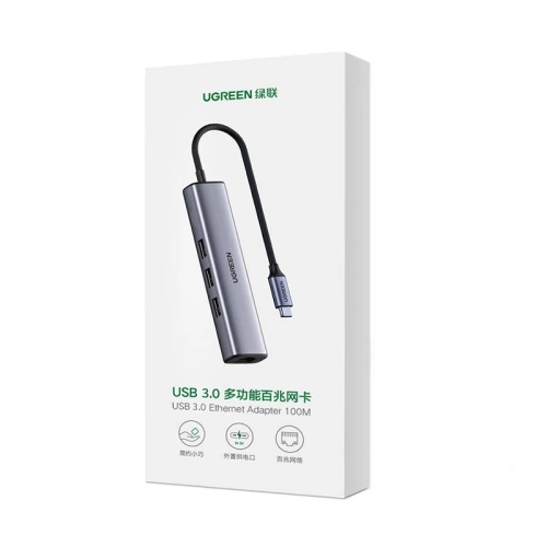 Kup Adapter 4w1 UGREEN CM475 Hub USB-C 3x USB 3.0 + 1x RJ45 (szürke) - UGR1202GRY - {ean13} - Sklep Home Screen
