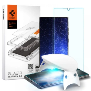 Tvrdé sklo s UV lepidlem Spigen Glas.TR Platinum Samsung Galaxy S22 Ultra