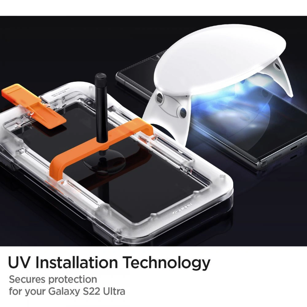 Szkło hartowane z klejem UV Spigen Glas.TR Platinum Samsung Galaxy S22 Ultra