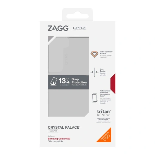 Buy GEAR4 Crystal Palace Antibacterial Samsung Galaxy S22+ Plus (clear) - GER135CL - {ean13} - Home Screen Store Europe
