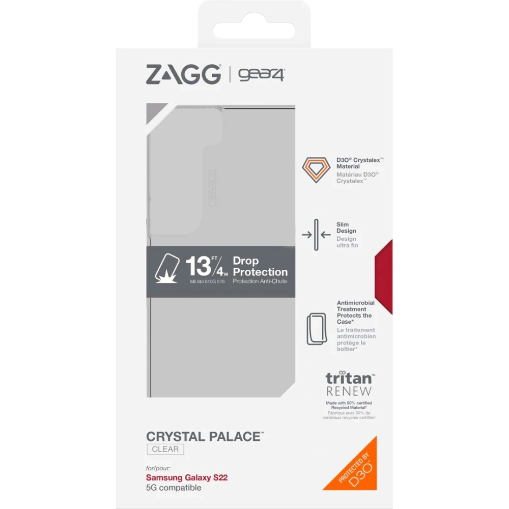 Etui GEAR4 Crystal Palace Antibacterial Samsung Galaxy S22+ Plus (przezroczysta)