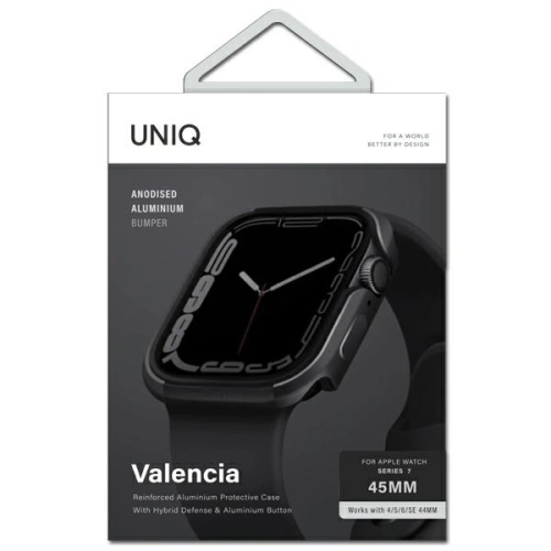 Kup Etui UNIQ Valencia Apple Watch 4/5/6/7/SE 44/45mm grafitový/graphite - UNIQ595GPH - {ean13} - Sklep Home Screen