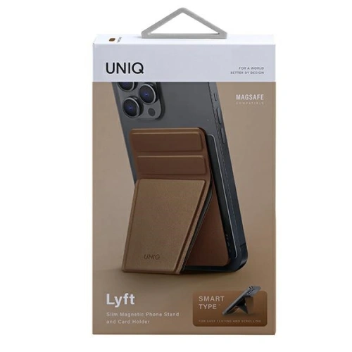 Kup Magnetyczna podstawka i kieszeń na karty UNIQ Lyft brązowy/brown - UNIQ601BR - {ean13} - Sklep Home Screen