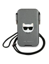 Torebka Karl Lagerfeld KLHCP12LOPHCHG 6,7 palce šedá/grey hardcase Saffiano Ikonik Choupette Head