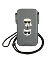 Torebka Karl Lagerfeld KLHCP12LOPHKCG 6,7 palce šedá/grey hardcase Saffiano Ikonik Karl&Choupette Head