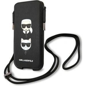 Táska Karl Lagerfeld KLHCP12LOPHKCK 6,7 hüvelyk fekete/black hardcase Saffiano Ikonik Karl&Choupette Head