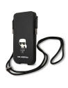 Torebka Karl Lagerfeld KLHCP12LOPHKMK 6,7 palce černá/black hardcase Saffiano Ikonik
