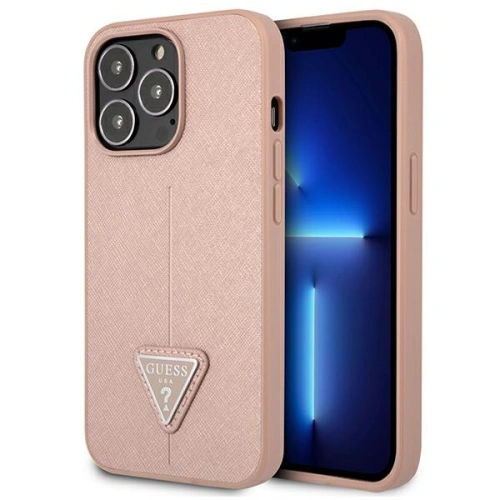 Buy Guess GUHCP13LPSATLP Apple iPhone 13 Pro pink hardcase Saffiano Triangle Logo - GUE1648PNK - {ean13} - Home Screen Store Europe