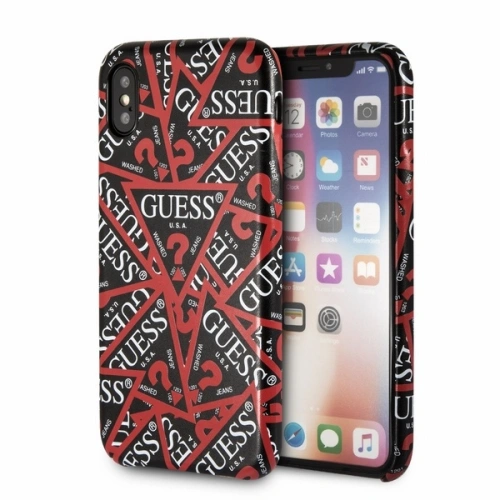 Kup Case Guess GUHCPXPMPTBK Apple iPhone XS/X schwarz/czarny Hardcase Triangle All over - GUE1652BLK - {ean13} - Sklep Home Screen