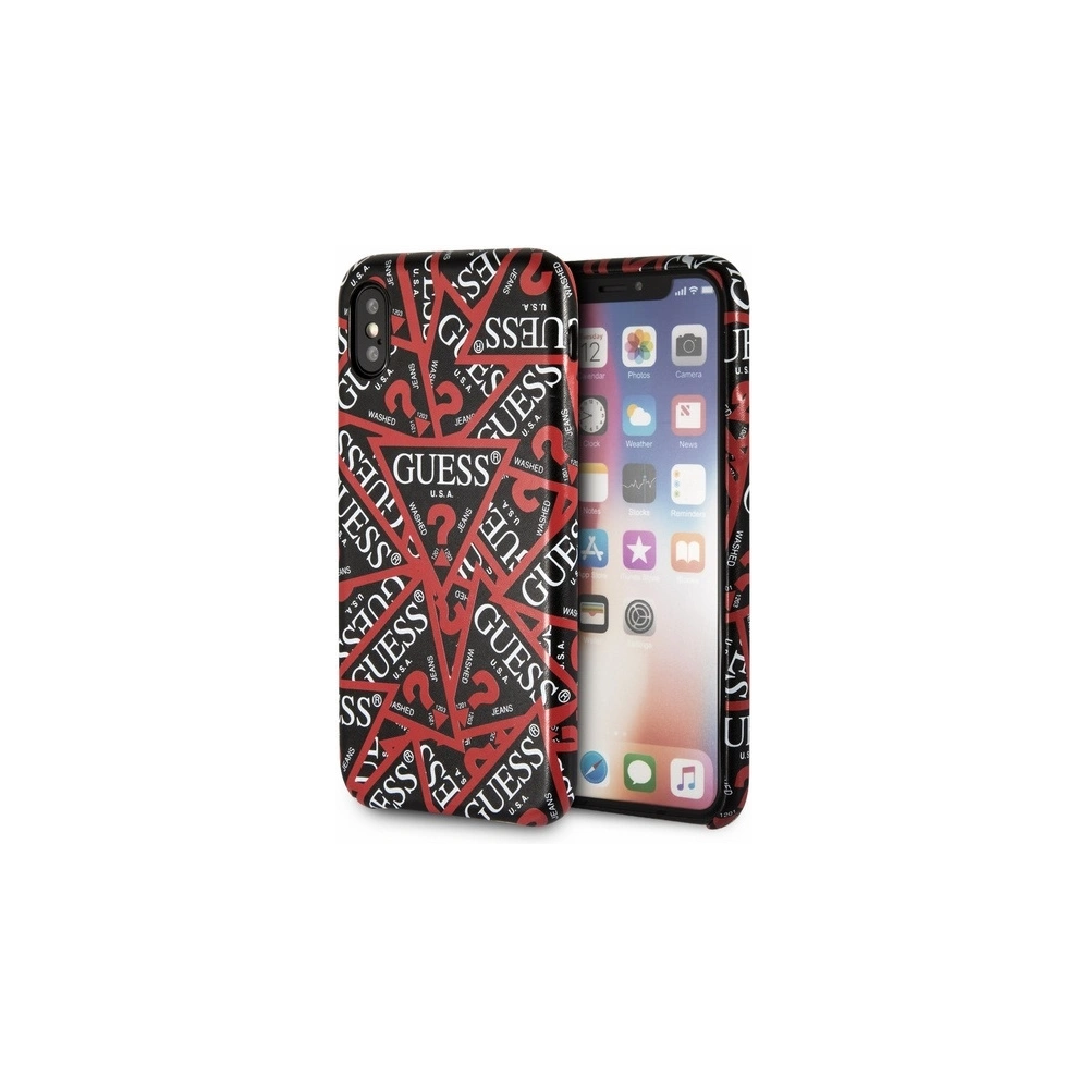 Etui Guess GUHCPXPMPTBK Apple iPhone XS/X black/czarny hardcase Triangle All over