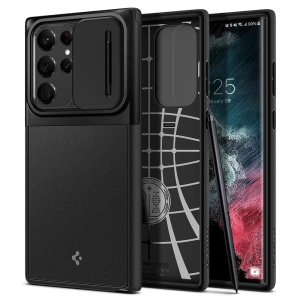 Kup Case Spigen Optik Armor Samsung Galaxy S22 Ultra Schwarz - SPN2195BLK - {ean13} - Sklep Home Screen
