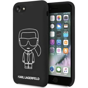 Kup Case Karl Lagerfeld KLHCI8SILFLWBK Apple iPhone SE 2022/SE 2020/8/7 Hardcase schwarz/black Silicone Iconic White - KLD879BLK - {ean13} - Sklep Home Screen