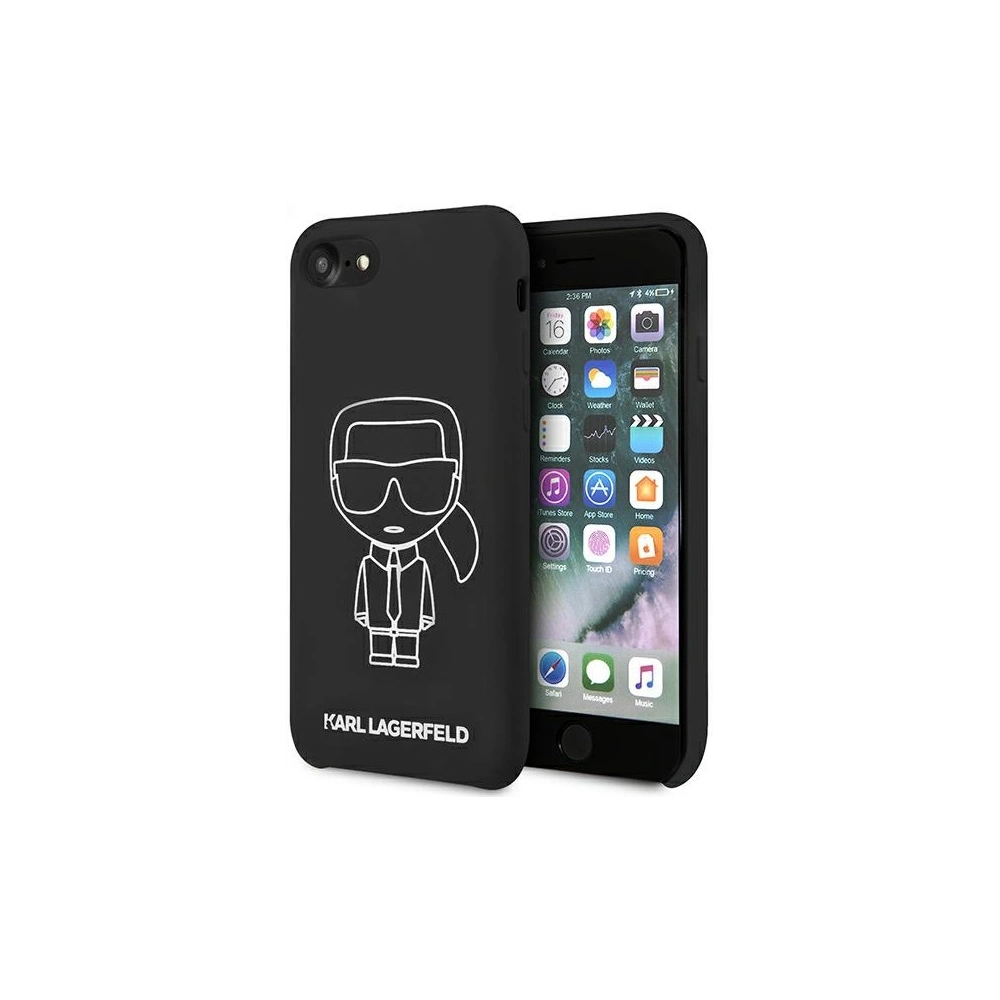 Etui Karl Lagerfeld KLHCI8SILFLWBK Apple iPhone SE 2022/SE 2020/8/7 hardcase czarny/black Silicone Iconic White