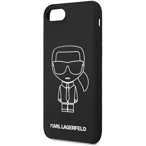 Buy Karl Lagerfeld KLHCI8SILFLWBK Apple iPhone SE 2022/SE 2020/8/7 hardcase black Silicone Iconic White - KLD879BLK - {ean13} - Home Screen Store Europe
