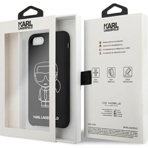 Buy Karl Lagerfeld KLHCI8SILFLWBK Apple iPhone SE 2022/SE 2020/8/7 hardcase black Silicone Iconic White - KLD879BLK - {ean13} - Home Screen Store Europe