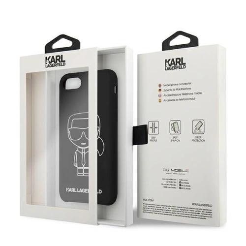 Kup Case Karl Lagerfeld KLHCI8SILFLWBK Apple iPhone SE 2022/SE 2020/8/7 Hardcase schwarz/black Silicone Iconic White - KLD879BLK - {ean13} - Sklep Home Screen
