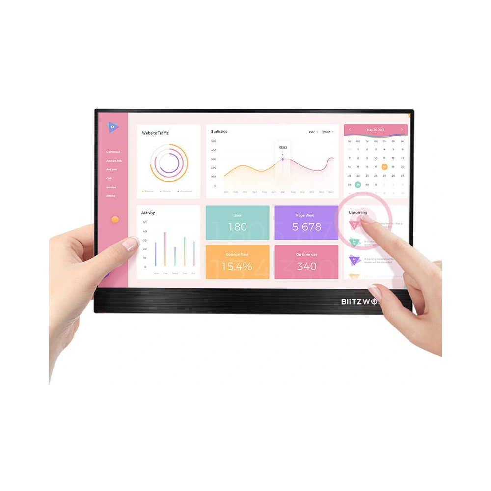 Przenośny monitor BlitzWolf BW-PCM3, dotykowy, 15.6 (czarny)