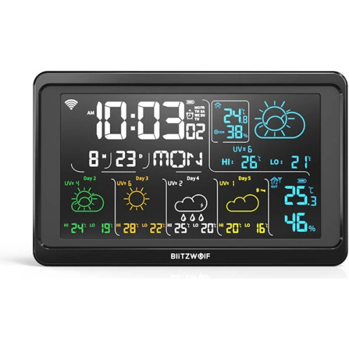 Buy Blitzwolf BW-WS04 Smart Wi-Fi Weather Station (black) - BLZ464BLK - {ean13} - Home Screen Store Europe