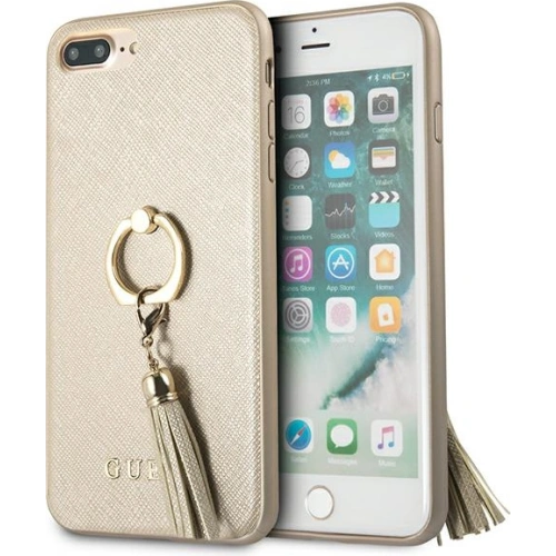 Kup Etui Guess GUHCI8LRSSABE Apple iPhone 8/7 Plus béžové tvrdé pouzdro Saffiano s kroužkovým stojánkem - GUE1654BEI - {ean13} - Sklep Home Screen