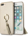 Etui Guess GUHCI8LRSSABE Apple iPhone 8/7 Plus béžové tvrdé pouzdro Saffiano s kroužkovým stojánkem