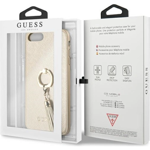 Kup Etui Guess GUHCI8LRSSABE Apple iPhone 8/7 Plus beige/beżowy hard case Saffiano with ring stand - GUE1654BEI - {ean13} - Sklep Home Screen