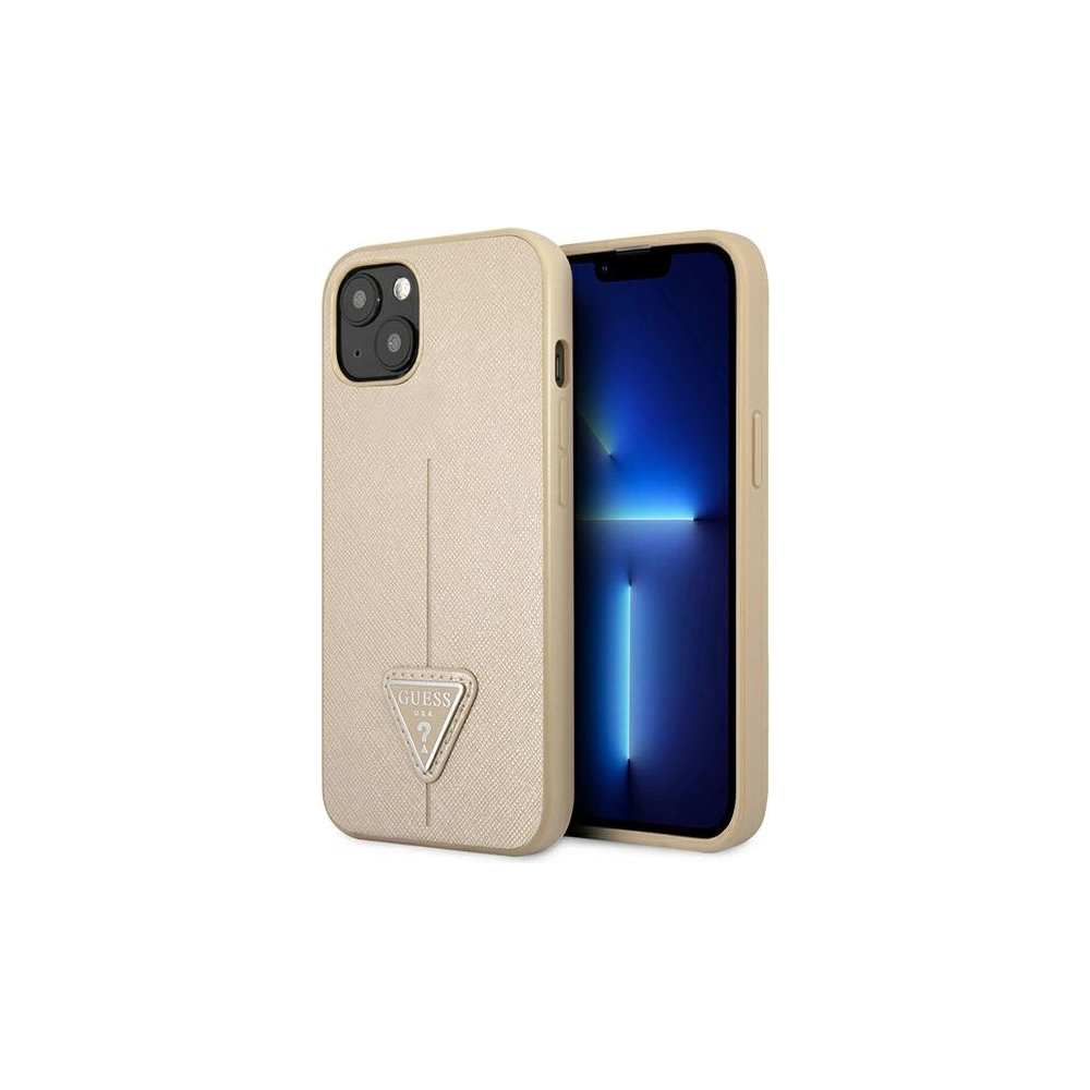 Etui Guess GUHCP13MPSATLE Apple iPhone 13 beżowy/beige hardcase Saffiano Triangle Logo
