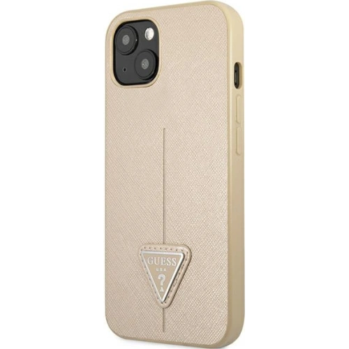 Buy Guess GUHCP13MPSATLE Apple iPhone 13 beige hardcase Saffiano Triangle Logo - GUE1657BEI - {ean13} - Home Screen Store Europe