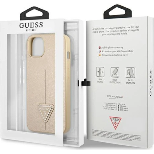 Kup Etui Guess GUHCP13MPSATLE Apple iPhone 13 bej hardcase Saffiano Triangle Logo - GUE1657BEI - {ean13} - Sklep Home Screen