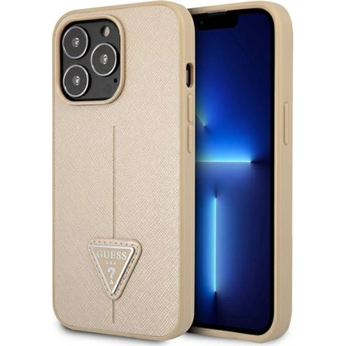 Kup Case Guess GUHCP13XPSATLE Apple iPhone 13 Pro Max beige hartschale Saffiano Triangle Logo - GUE1660BEI - {ean13} - Sklep Home Screen