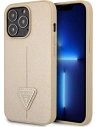 Guess GUHCP13XPSATLE Apple iPhone 13 Pro Max beige hardcase Saffiano Triangle Logo