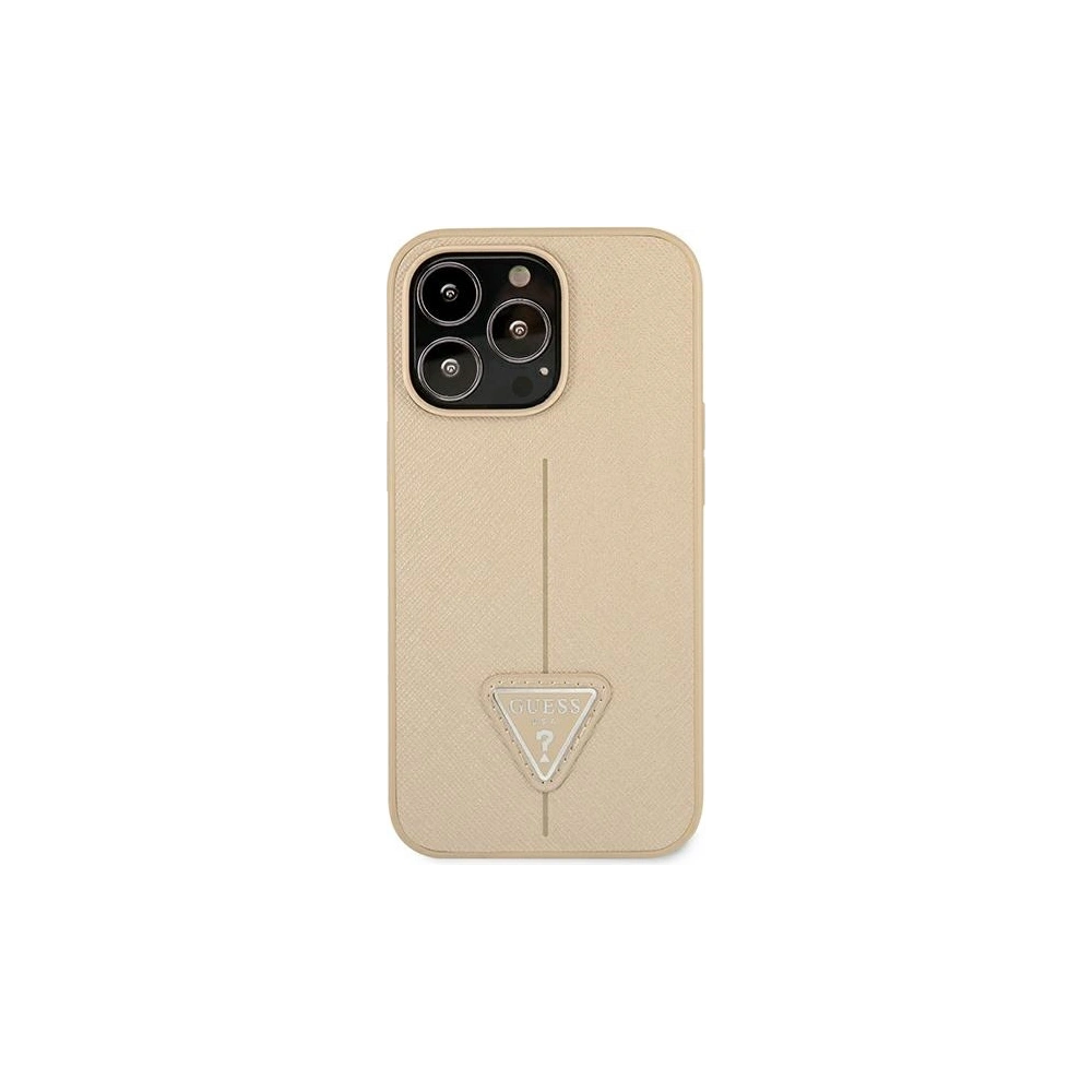 Etui Guess GUHCP13XPSATLE Apple iPhone 13 Pro Max beżowy/beige hardcase Saffiano Triangle Logo