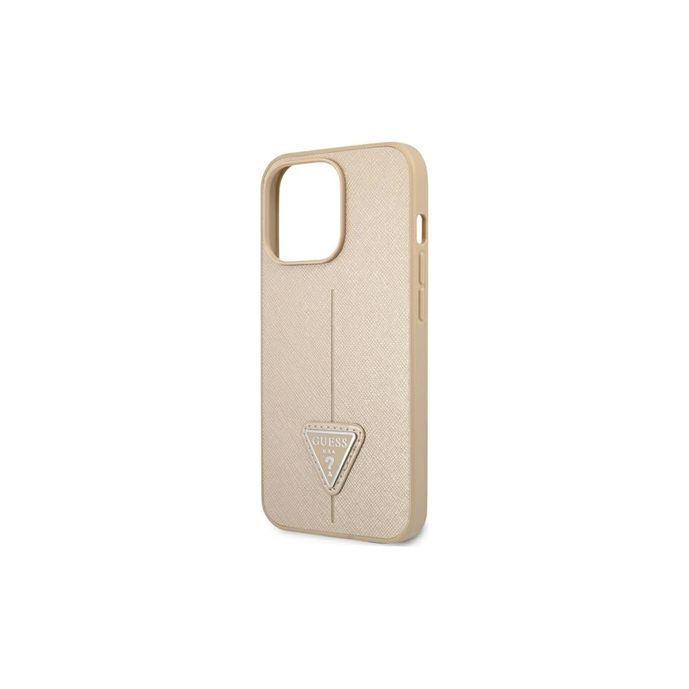 Etui Guess GUHCP13XPSATLE Apple iPhone 13 Pro Max beżowy/beige hardcase Saffiano Triangle Logo