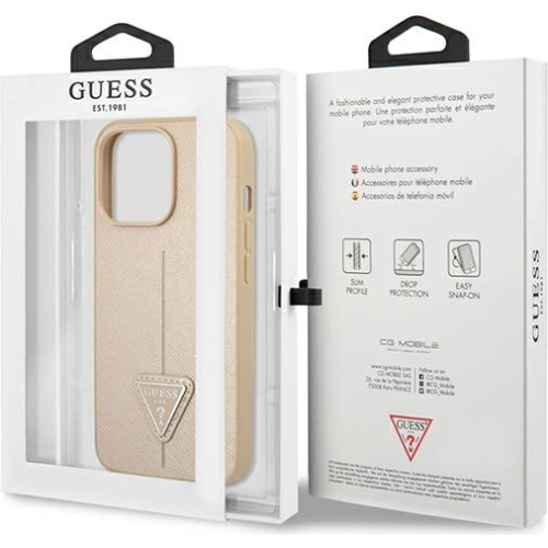 Kup Etui Guess GUHCP13XPSATLE Apple iPhone 13 Pro Max beżowy/beige hardcase Saffiano Triangle Logo - GUE1660BEI - {ean13} - Sklep Home Screen