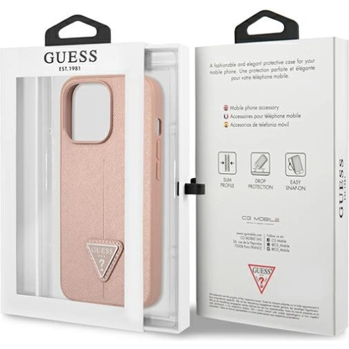Kup Case Guess GUHCP13XPSATLP Apple iPhone 13 Pro Max rosa/pink Hardcase Saffiano Triangle Logo - GUE1662PNK - {ean13} - Sklep Home Screen