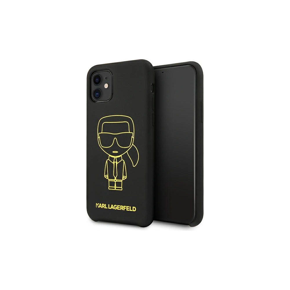 Etui Karl Lagerfeld KLHCN61SILFLYBK Apple iPhone 11 Silicone Ikonik Yellow Outline czarny/black
