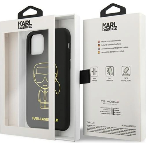 Kup Etui Karl Lagerfeld KLHCN61SILFLYBK Apple iPhone 11 Silicon Ikonik Yellow Outline negru/black - KLD887BLK - {ean13} - Sklep Home Screen