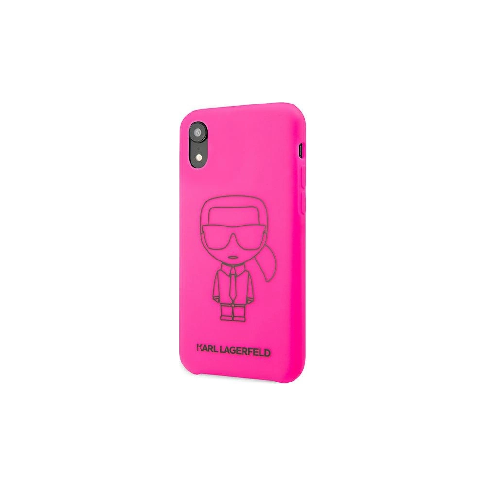 Etui Karl Lagerfeld KLHCI61SILFLPI Apple iPhone XR różowy/pink Silicone Ikonik Neon Outline