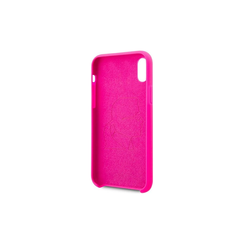 Etui Karl Lagerfeld KLHCI61SILFLPI Apple iPhone XR różowy/pink Silicone Ikonik Neon Outline
