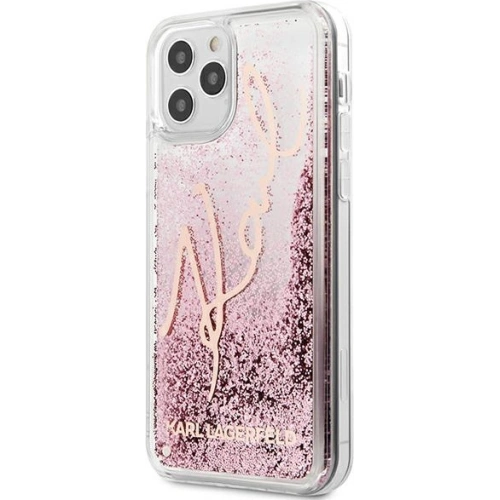 Kup Etui Karl Lagerfeld KLHCP12LTRKSRG Apple iPhone 12 Pro Max rózsaszín-arany/rose gold Glitter Signature - KLD899RS - {ean13} - Sklep Home Screen