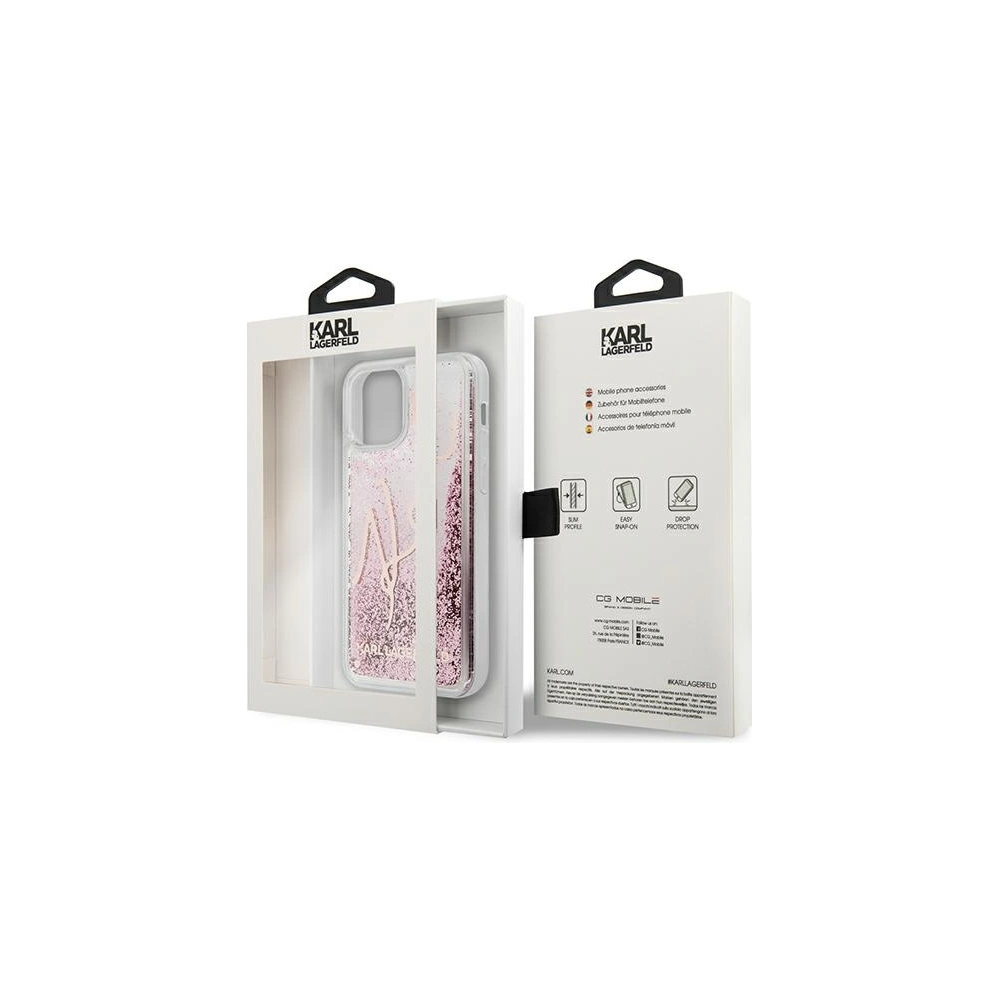 Etui Karl Lagerfeld KLHCP12LTRKSRG Apple iPhone 12 Pro Max różowo-złoty/rose gold Glitter Signature