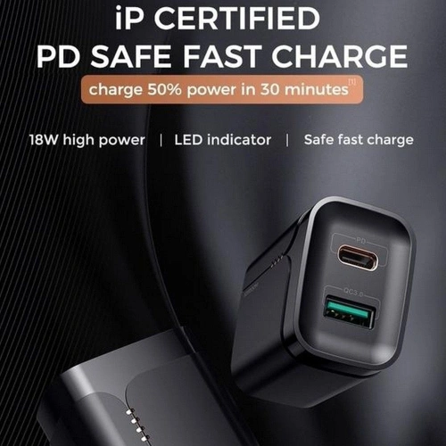 Kup Ładowarka sieciowa Joyroom L-QP182 2-port Network Charger 18W PD 3.0 QC 3.0 Black - JYR083BLK - {ean13} - Sklep Home Screen