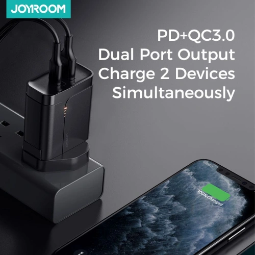 Kup Ładowarka sieciowa Joyroom L-QP361 2-port Network Charger 36W PD 3.0 QC 3.0 Black - JYR084BLK - {ean13} - Sklep Home Screen