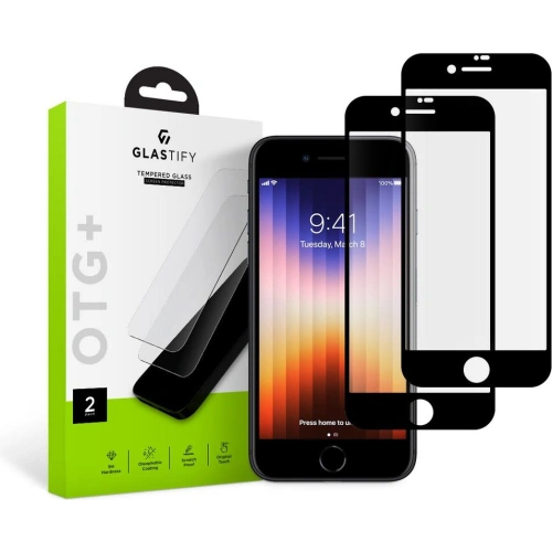 Kup Gehärtetes Glas Glastify OTG+ Apple iPhone SE 2022/SE 2020/8/7 Schwarz [2 PACK] - GST016BLK - {ean13} - Sklep Home Screen