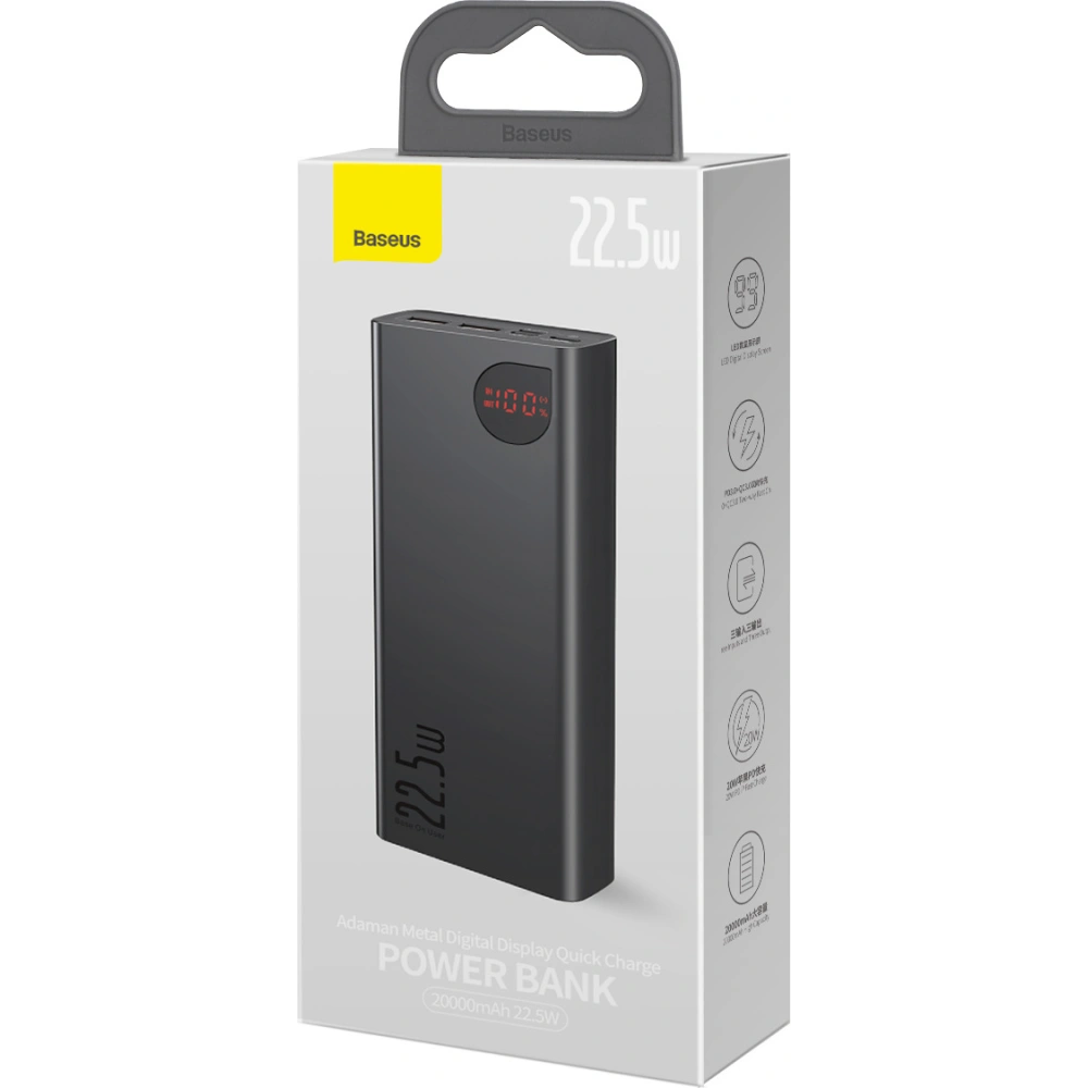 Powerbank Baseus Adaman Metal, 20000mAh, 22.5W (czarny)