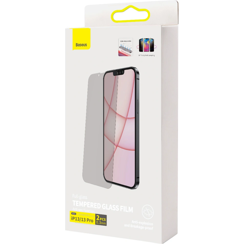 Szkło prywatyzujące 0.3mm Baseus SGBL061302 Privacy Apple iPhone 16e / 14 / 13 / 13 Pro [2 PACK]