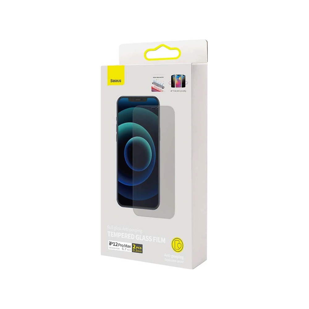 Szkło prywatyzujące 0.3mm Baseus SGBL061002 Privacy Apple iPhone 12 Pro Max [2 PACK]