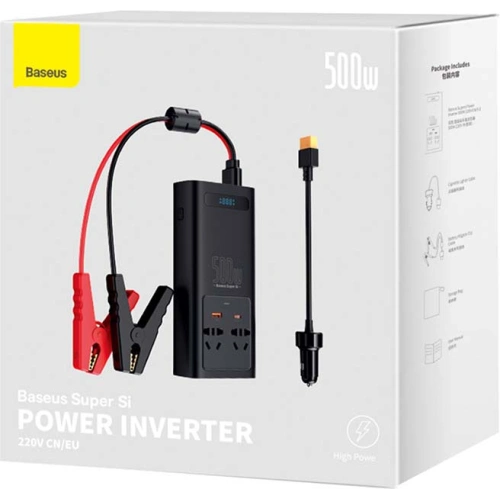 Kup Inverter auto Baseus 500W, 220V, CN/EU (negru) - BSU3213BLK - {ean13} - Sklep Home Screen