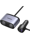 Încărcător auto UGREEN CD252 cu două prize pentru bricheta auto, USB + USB-C, 120W (gri)